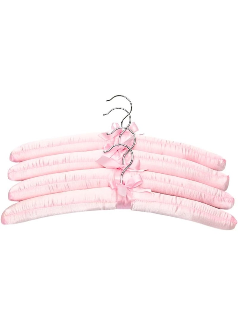 A set of 6 elegant satin-lined silk-wrapped hangers with silver foam hooks for dresses, coats, blouses, and wardrobes; 38cm display organizer - Image 2